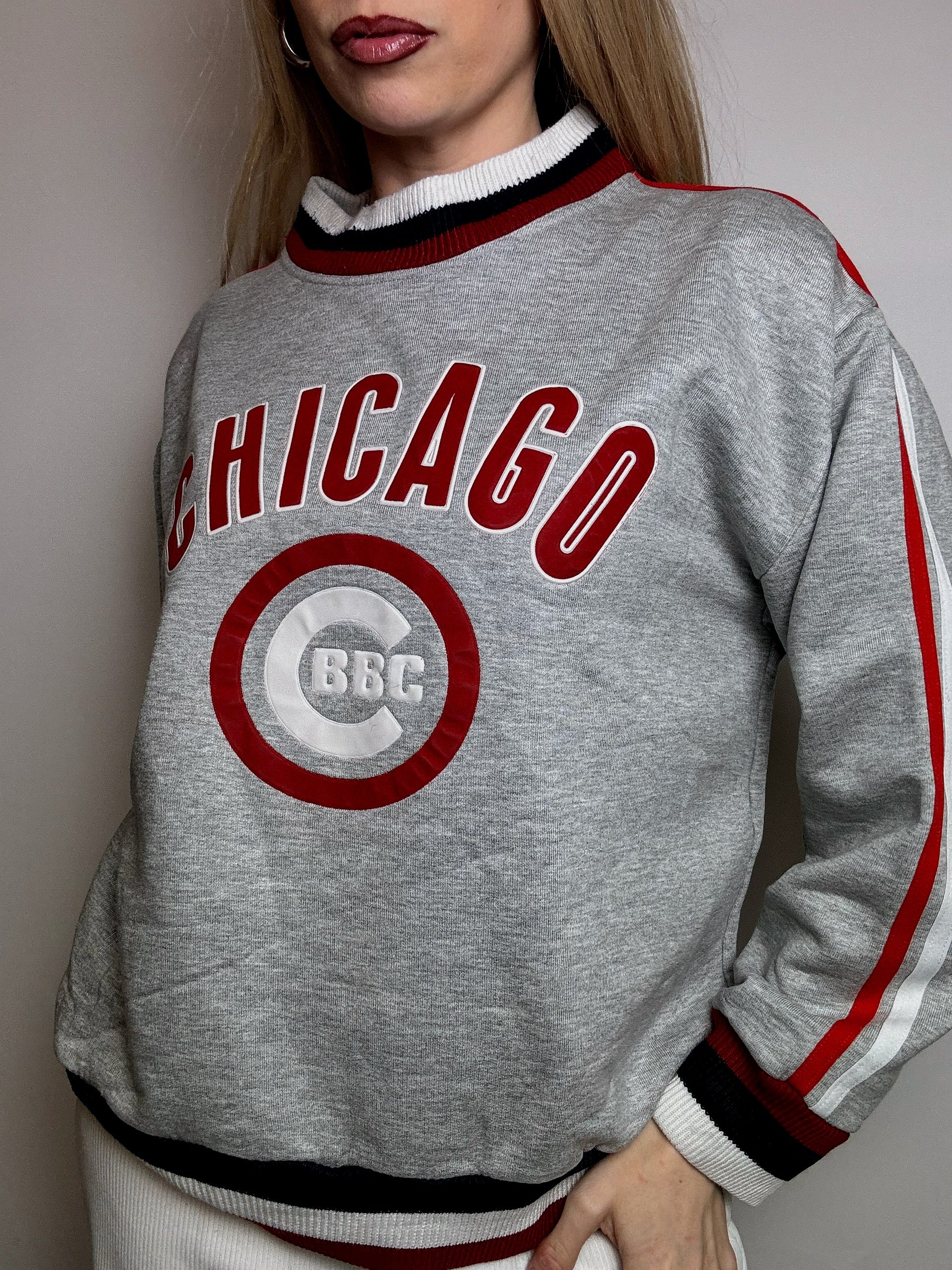 Vintage CHICAGO XL graues Rundhals-Sweatshirt