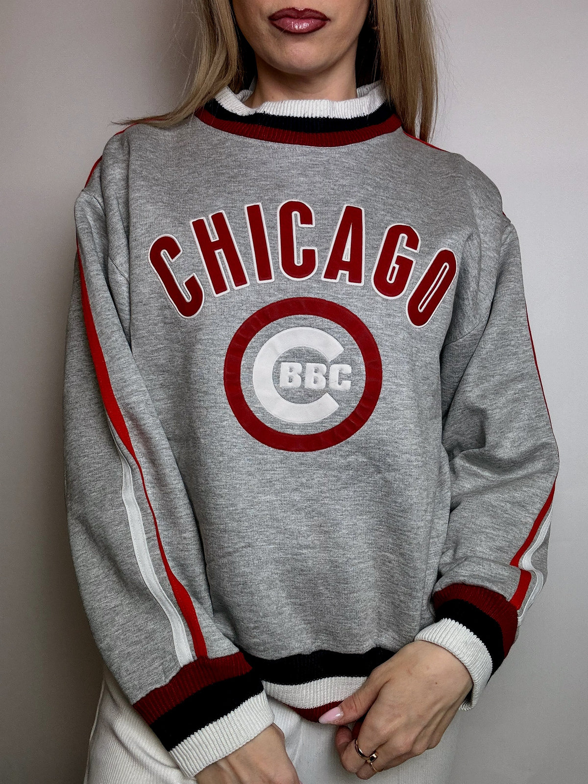 Vintage CHICAGO XL graues Rundhals-Sweatshirt