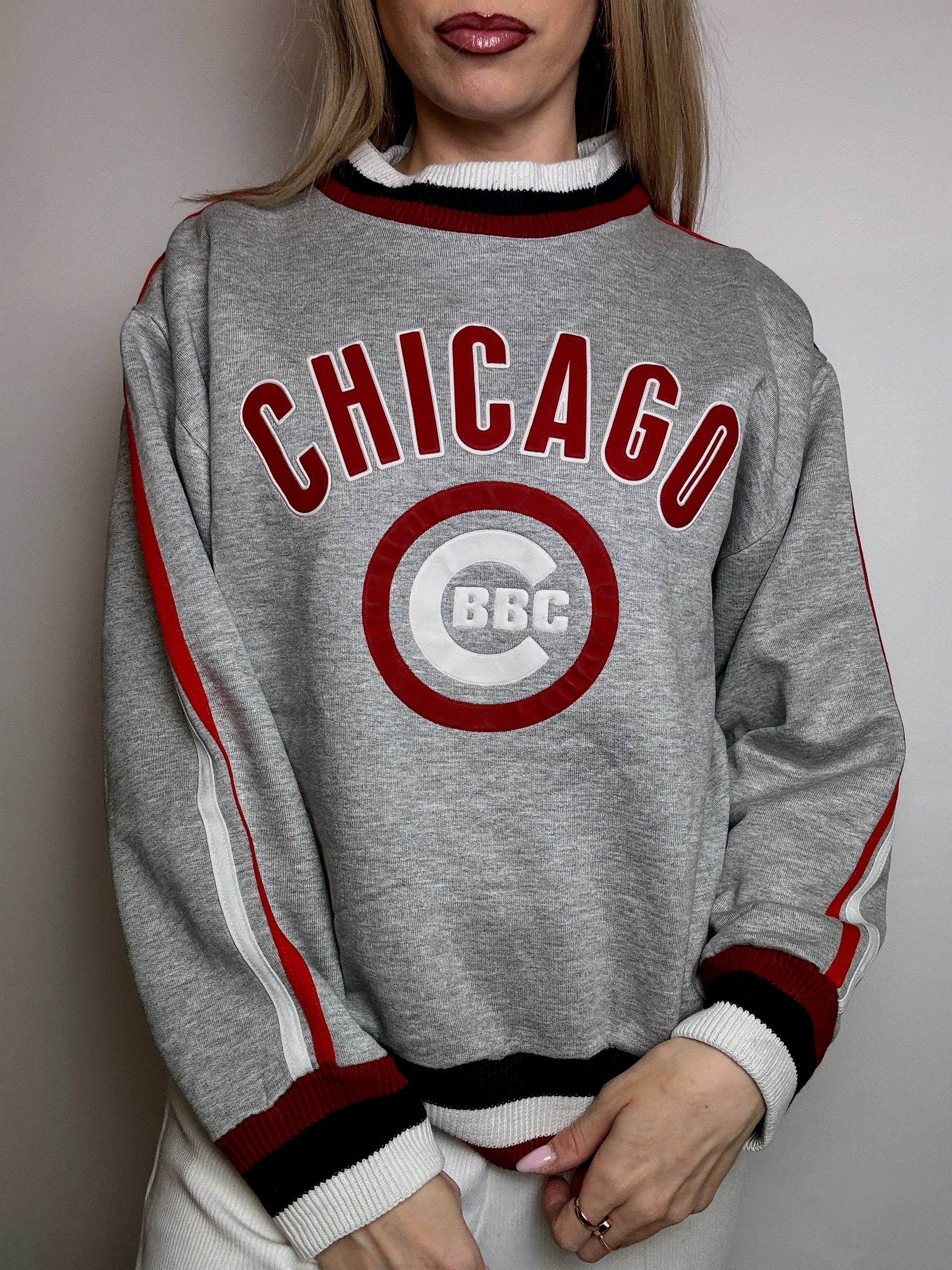 Vintage CHICAGO XL graues Rundhals-Sweatshirt