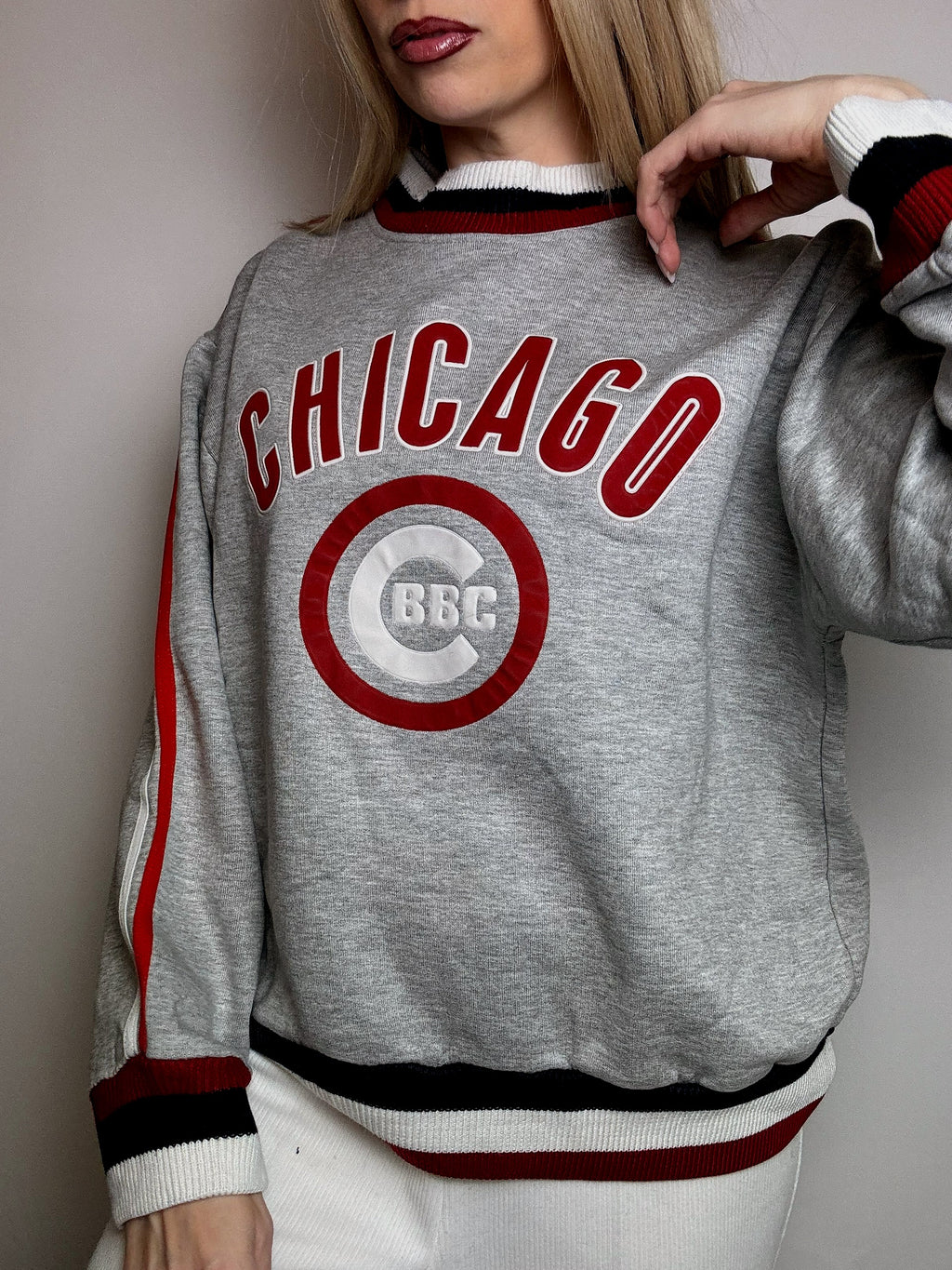 Vintage CHICAGO XL graues Rundhals-Sweatshirt