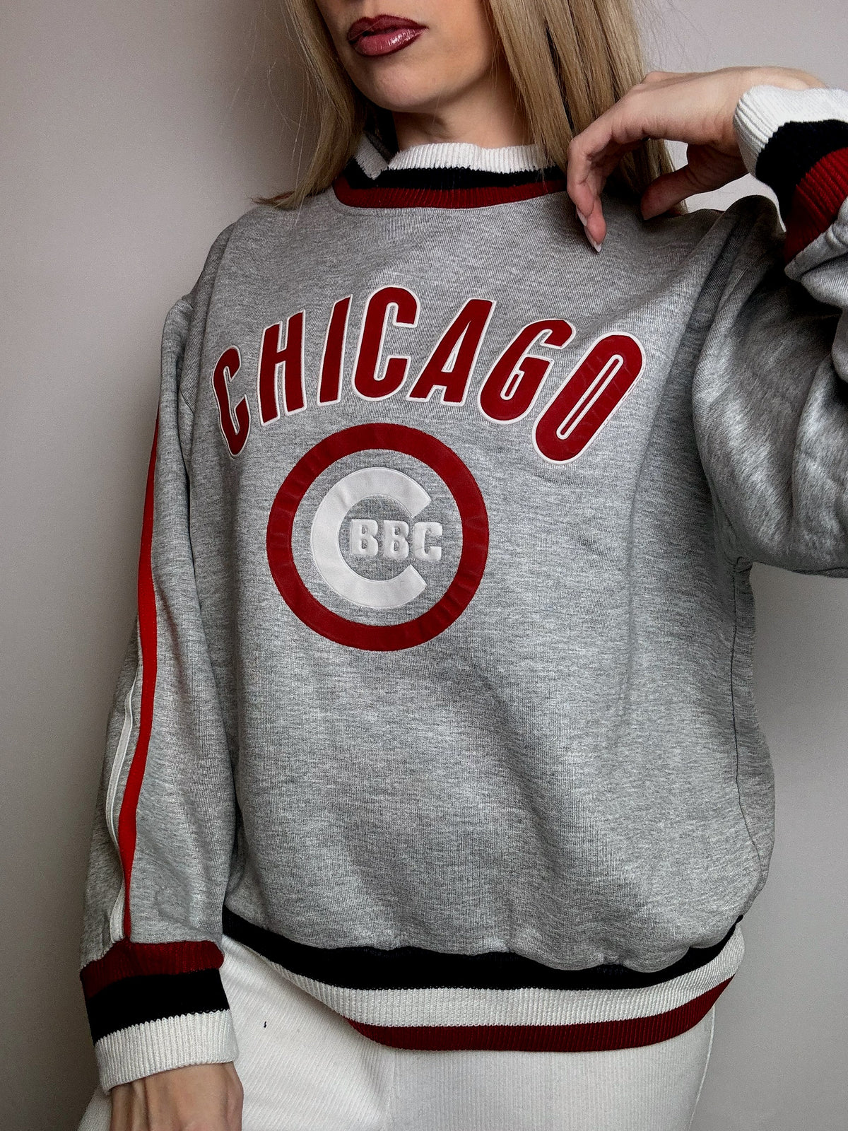 Vintage CHICAGO XL graues Rundhals-Sweatshirt