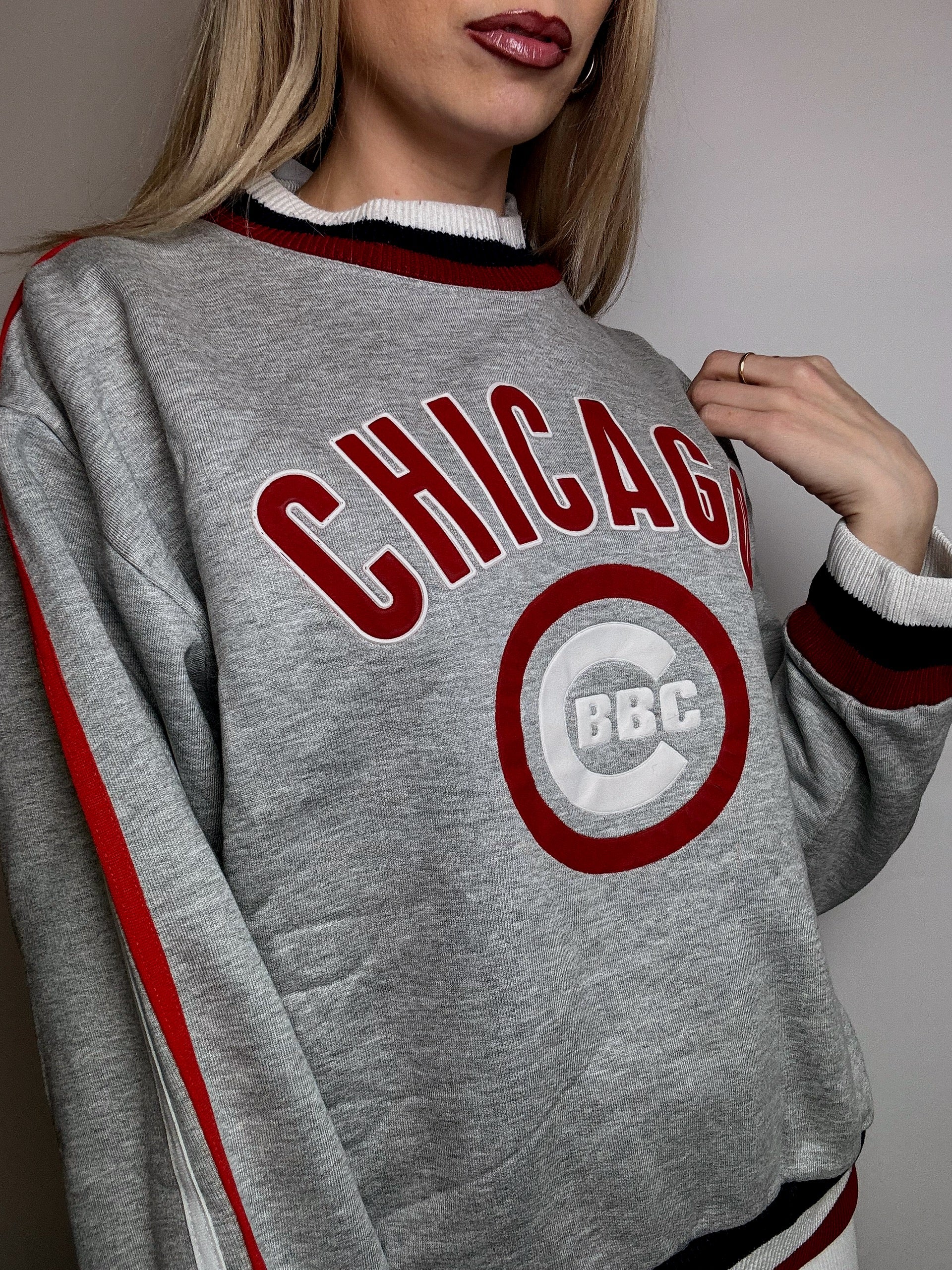 Vintage CHICAGO XL graues Rundhals-Sweatshirt