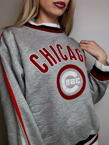 Sweat col montant gris CHICAGO XL vintage