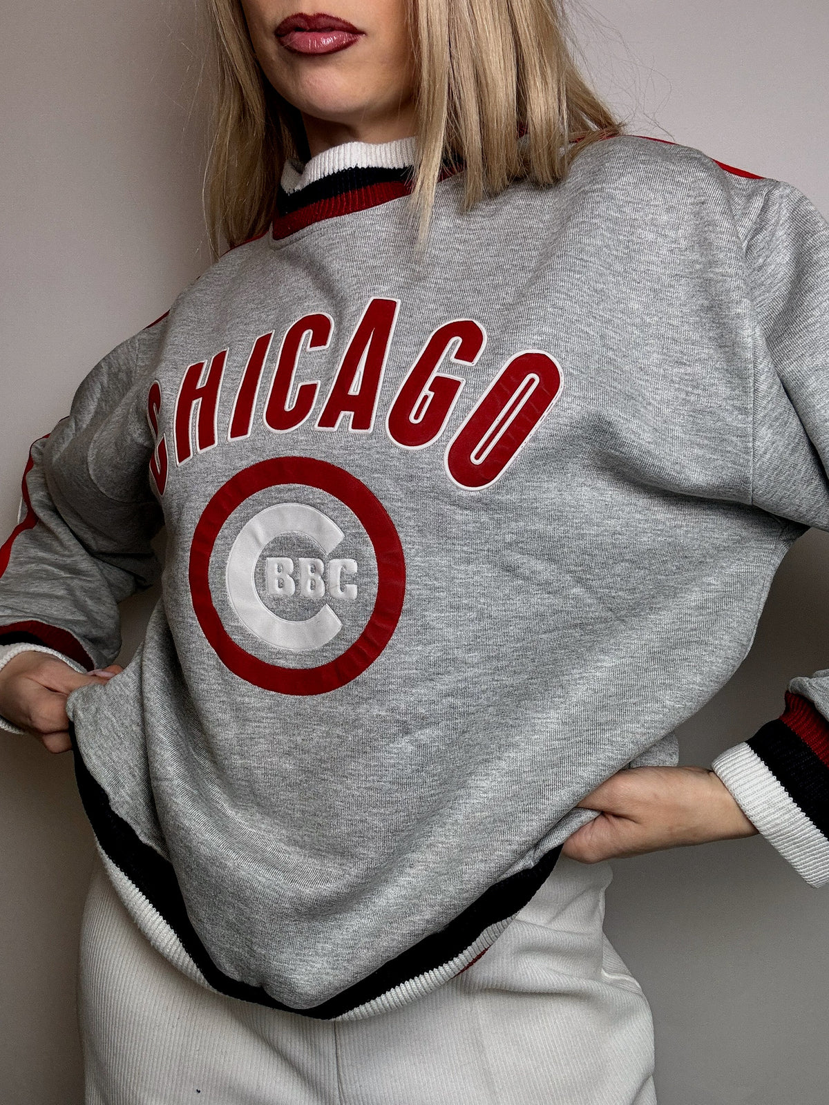 Vintage CHICAGO XL graues Rundhals-Sweatshirt