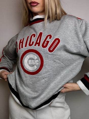 Sweat col montant gris CHICAGO XL vintage