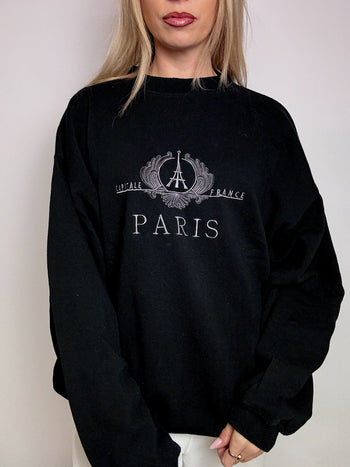 Sweat col rond noir PARIS XL vintage