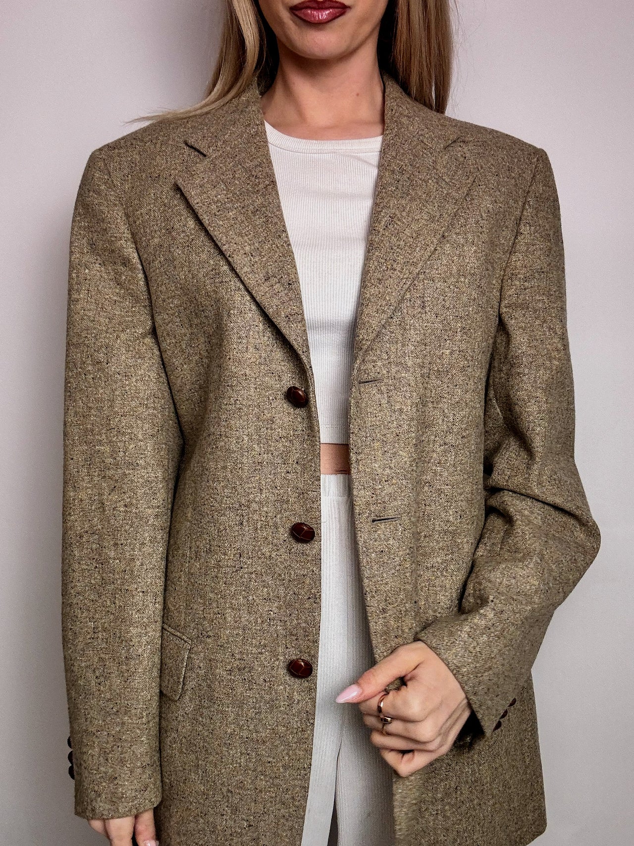 Blazer en laine beige XL vintage