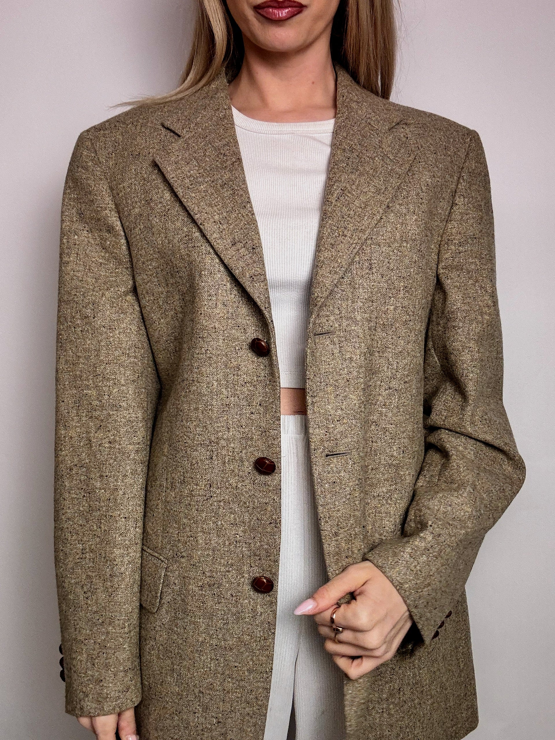 Vintage XL beige wool blazer