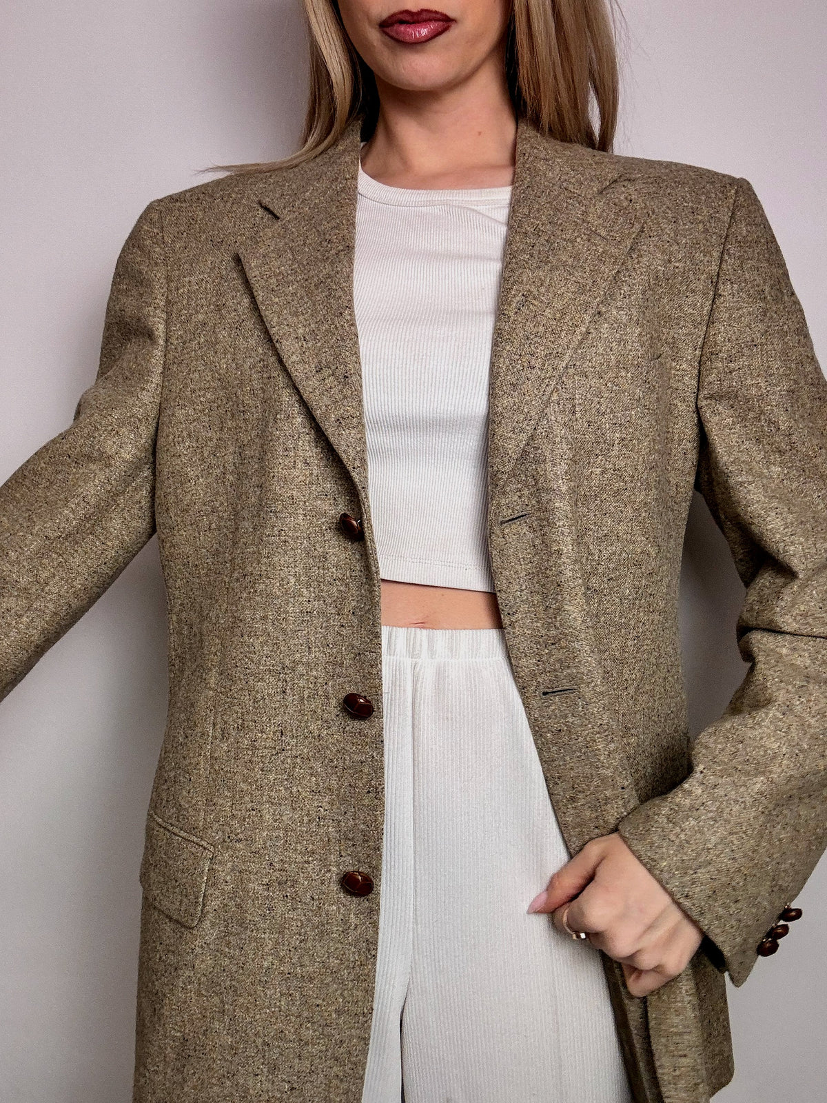 Vintage XL beige wool blazer
