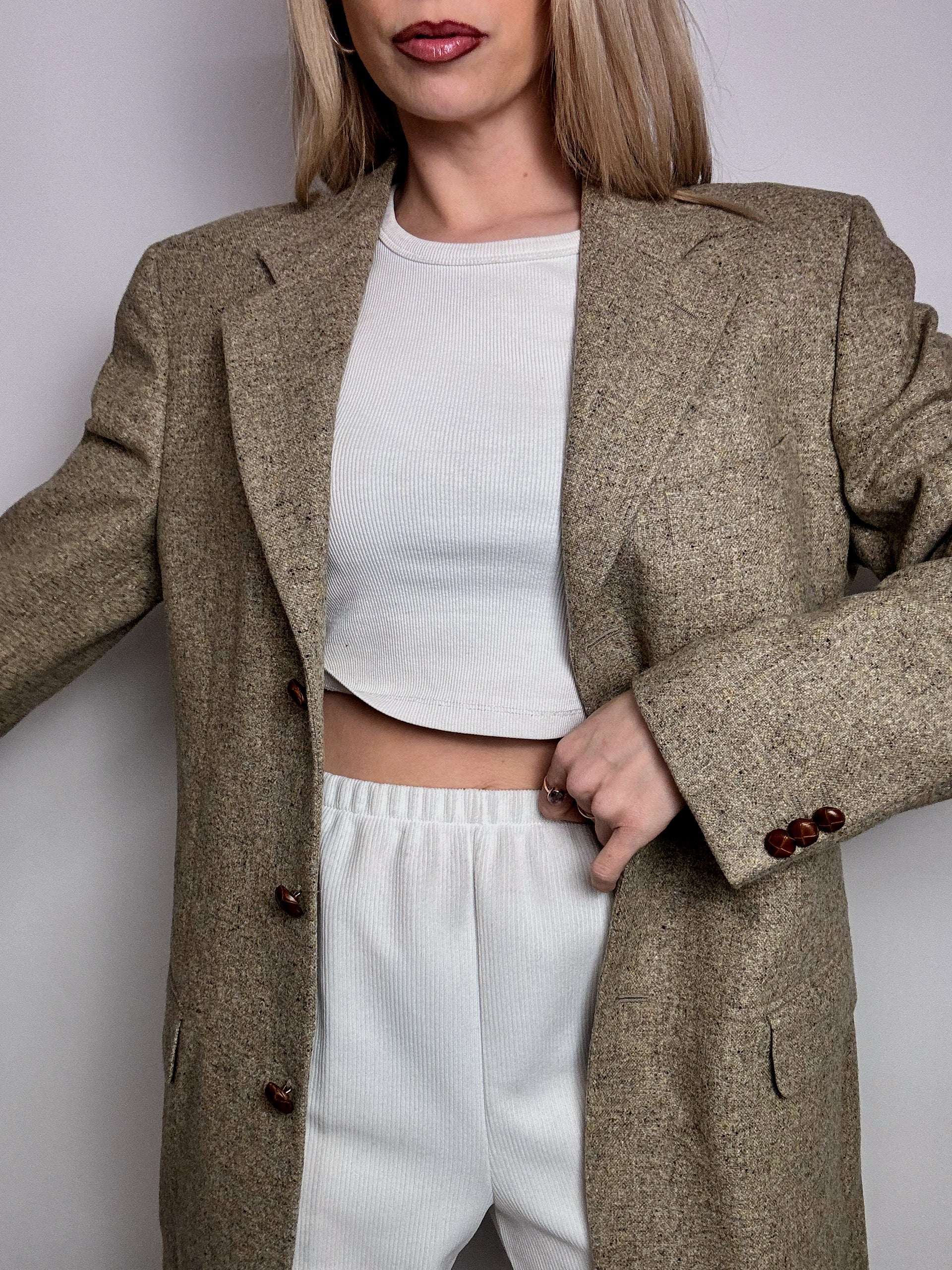 Vintage XL beige wool blazer