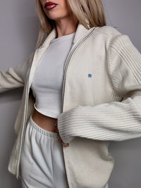 Vintage RALPH LAUREN Creme Reißverschluss Strickjacke