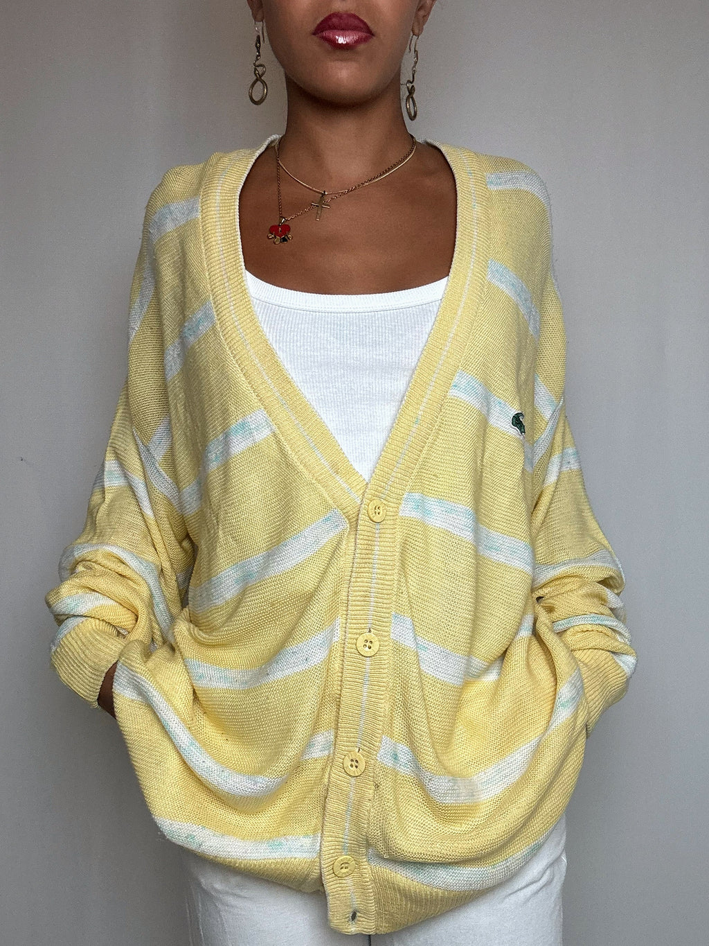 Cardigan jaune Lacoste XL vintage