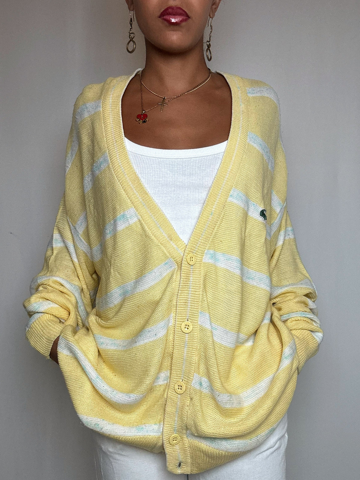 Cardigan jaune Lacoste XL vintage