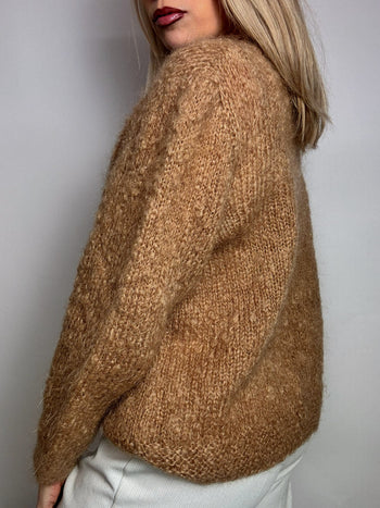 Cardigan épais en laine camel M/L vintage