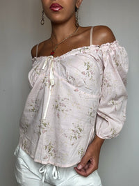 Blouse rose col bateau Polo RL L vintage