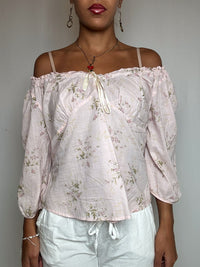 Blouse rose col bateau Polo RL L vintage