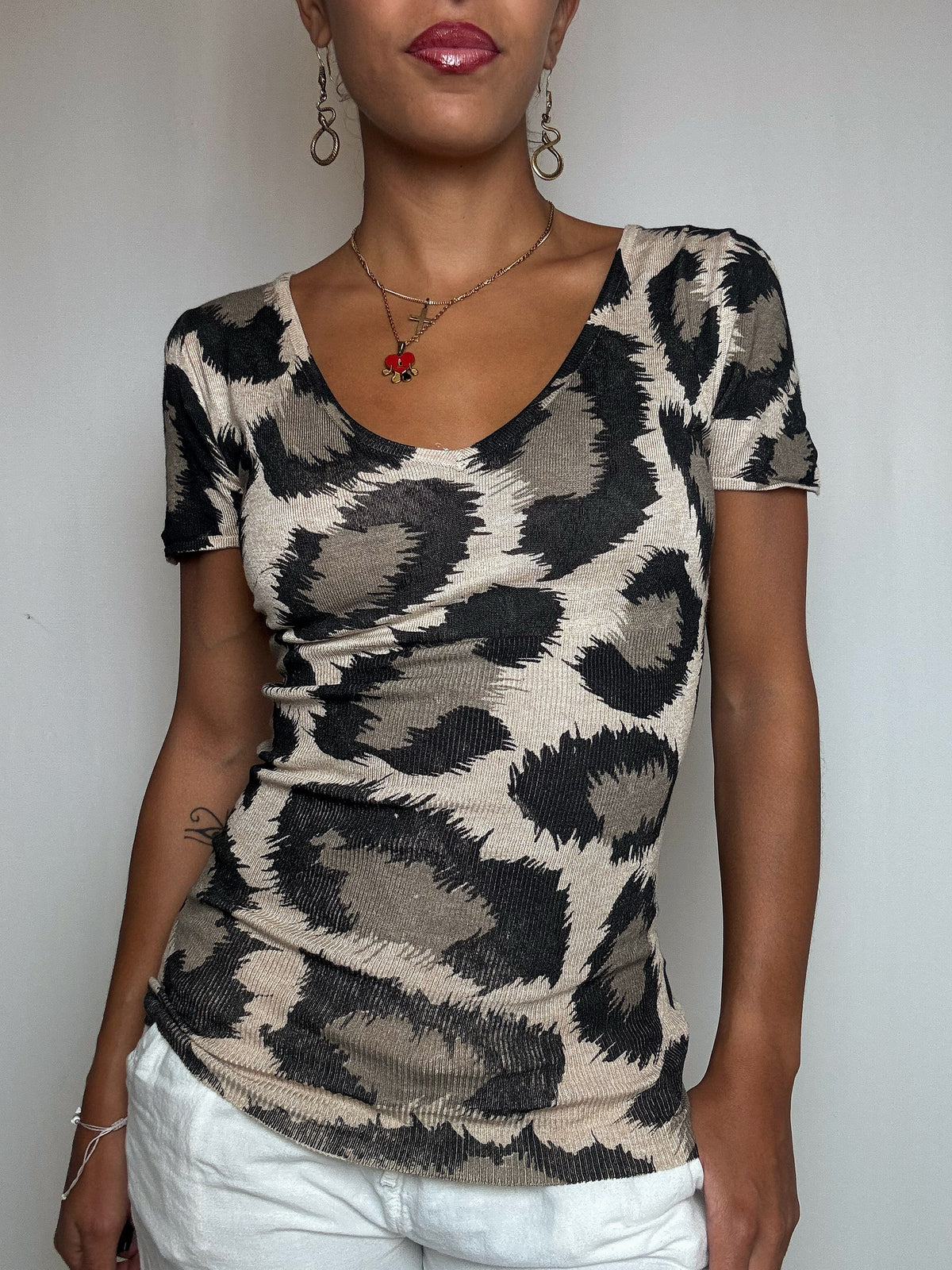 Top Léopard maille stretch Ralph Lauren S vintage