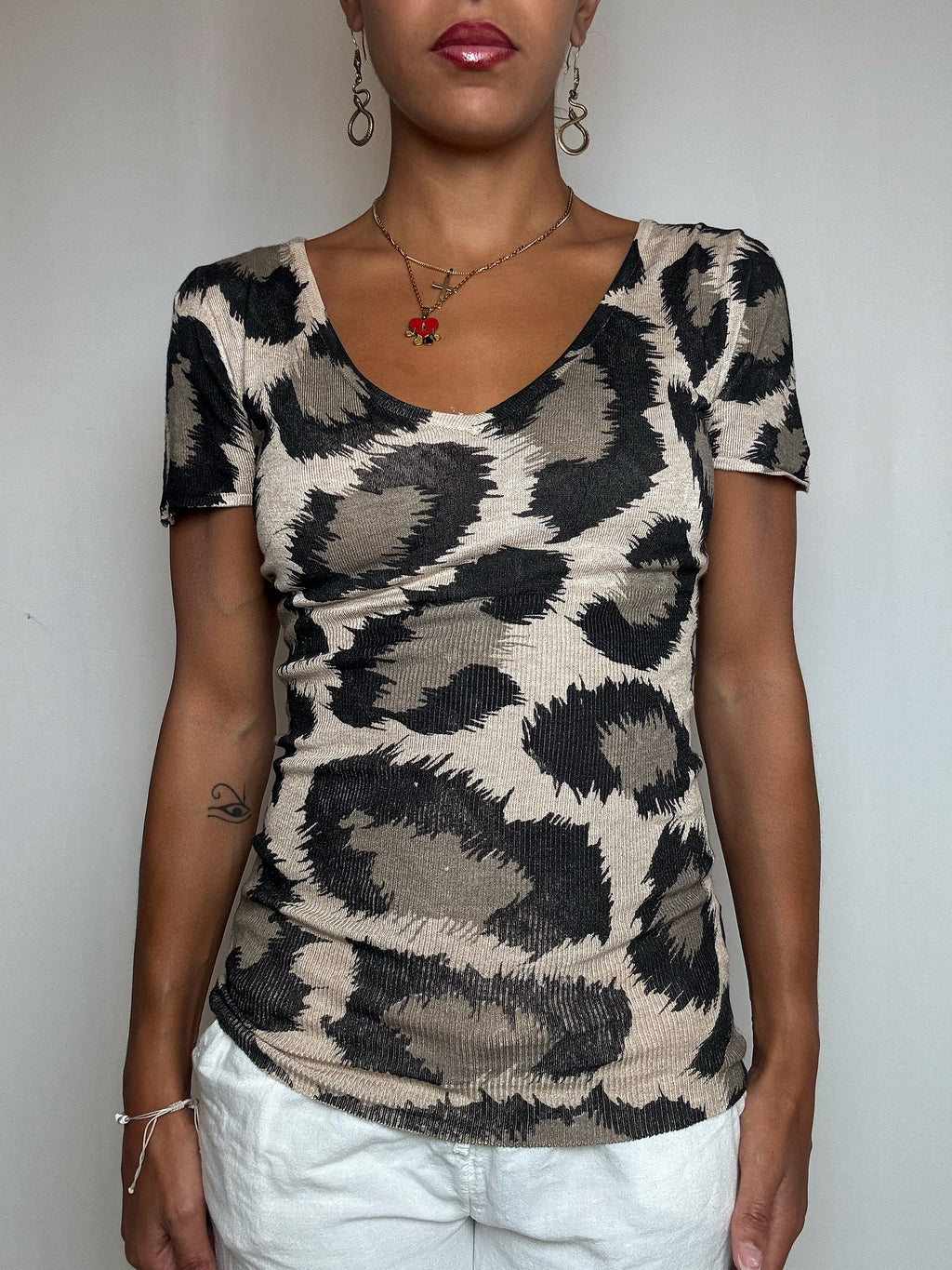 Top Léopard maille stretch Ralph Lauren S vintage