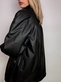 Vintage schwarze Wachsjacke L
