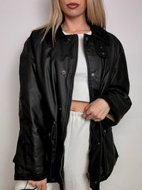 Vintage schwarze Wachsjacke L
