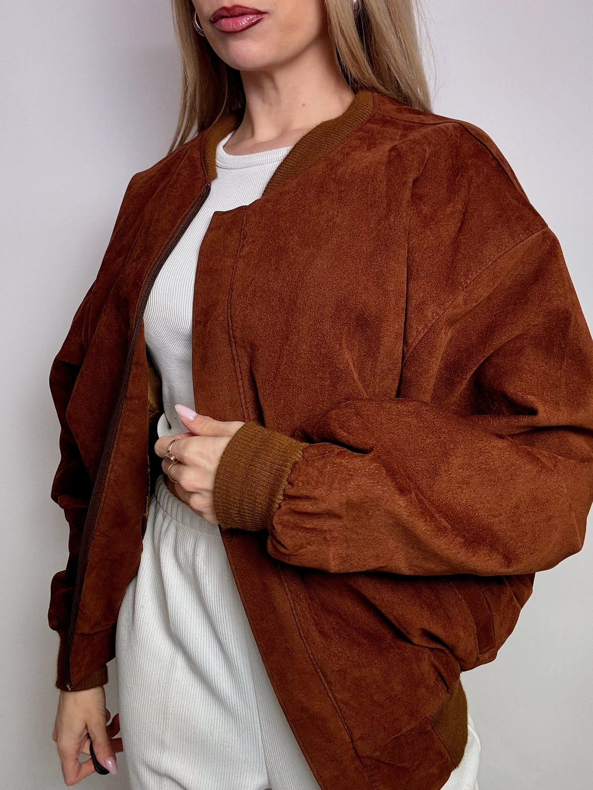Bomber en daim camel L/XL vintage