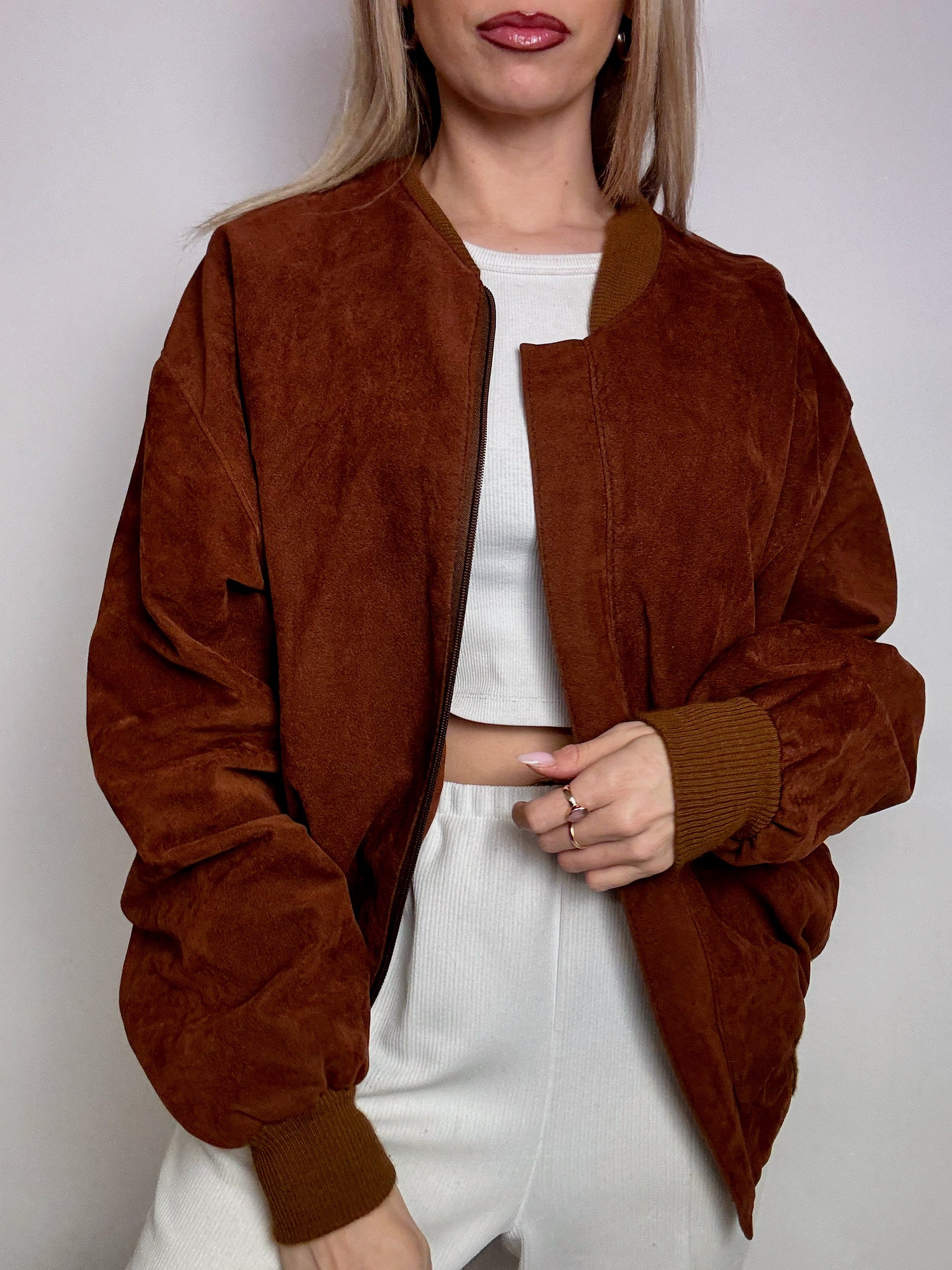 Bomber en daim camel L/XL vintage
