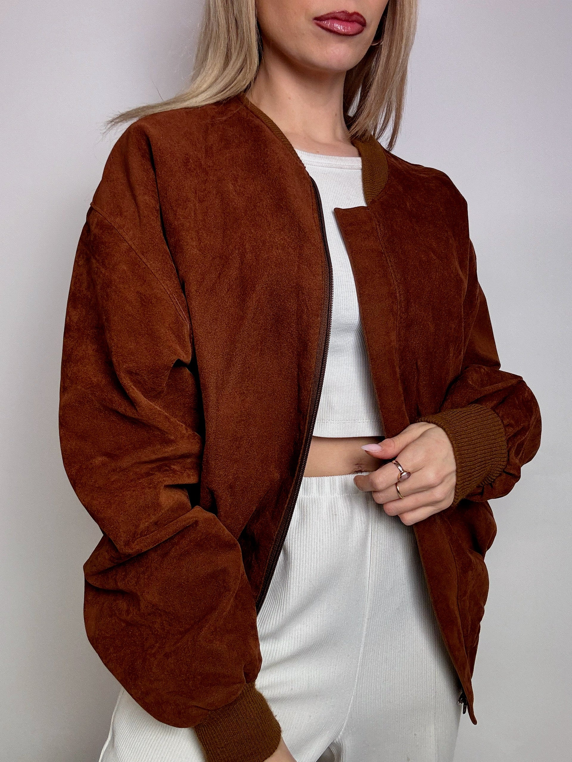 Bomber en daim camel L/XL vintage
