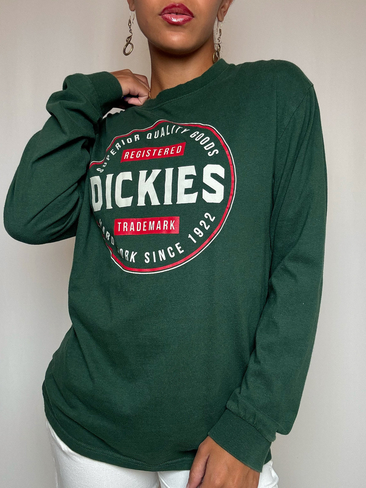 T-shirt vert manches longues Dickies M vintage