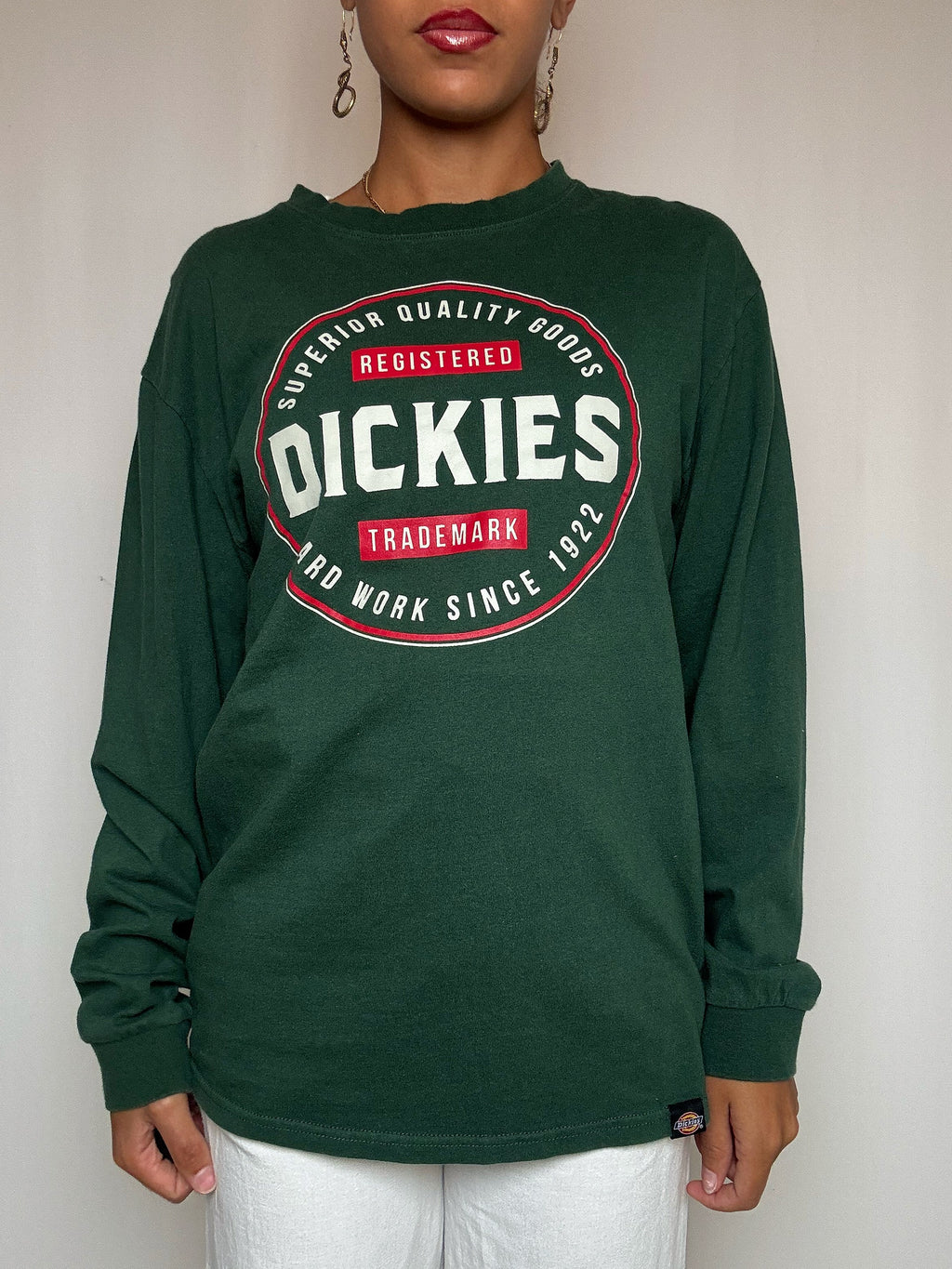 T-shirt vert manches longues Dickies M vintage