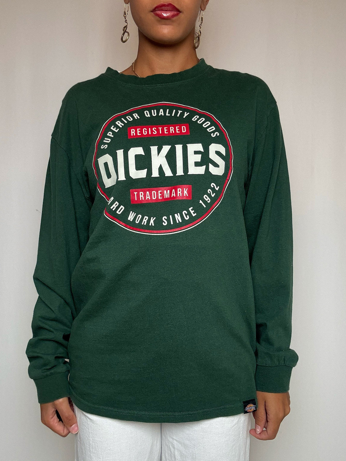 T-shirt vert manches longues Dickies M vintage