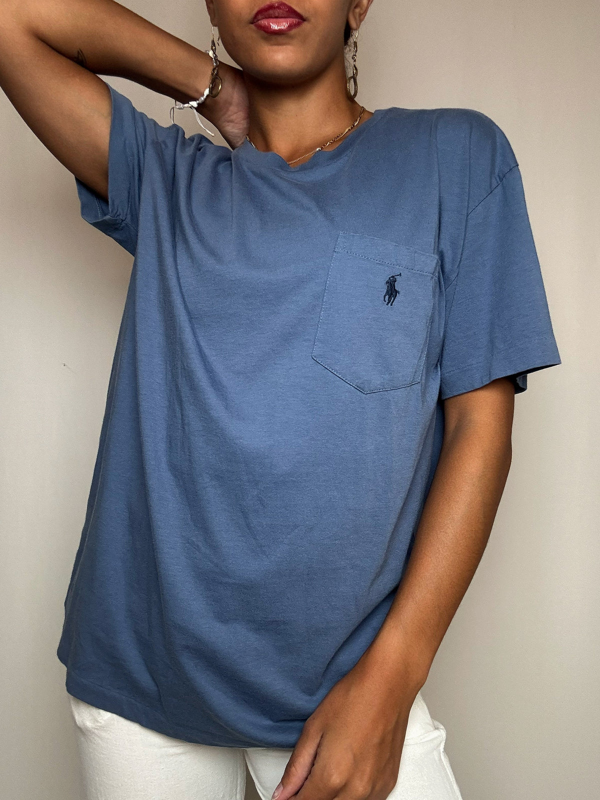 T-shirt bleu Polo Ralph Lauren S vintage