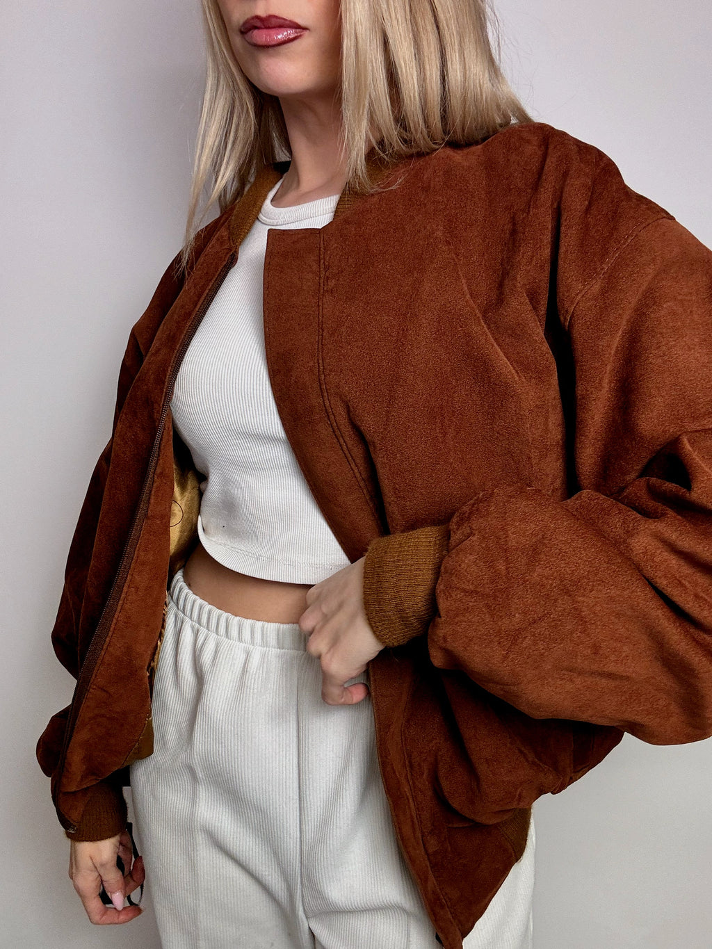 Bomber en daim camel L/XL vintage