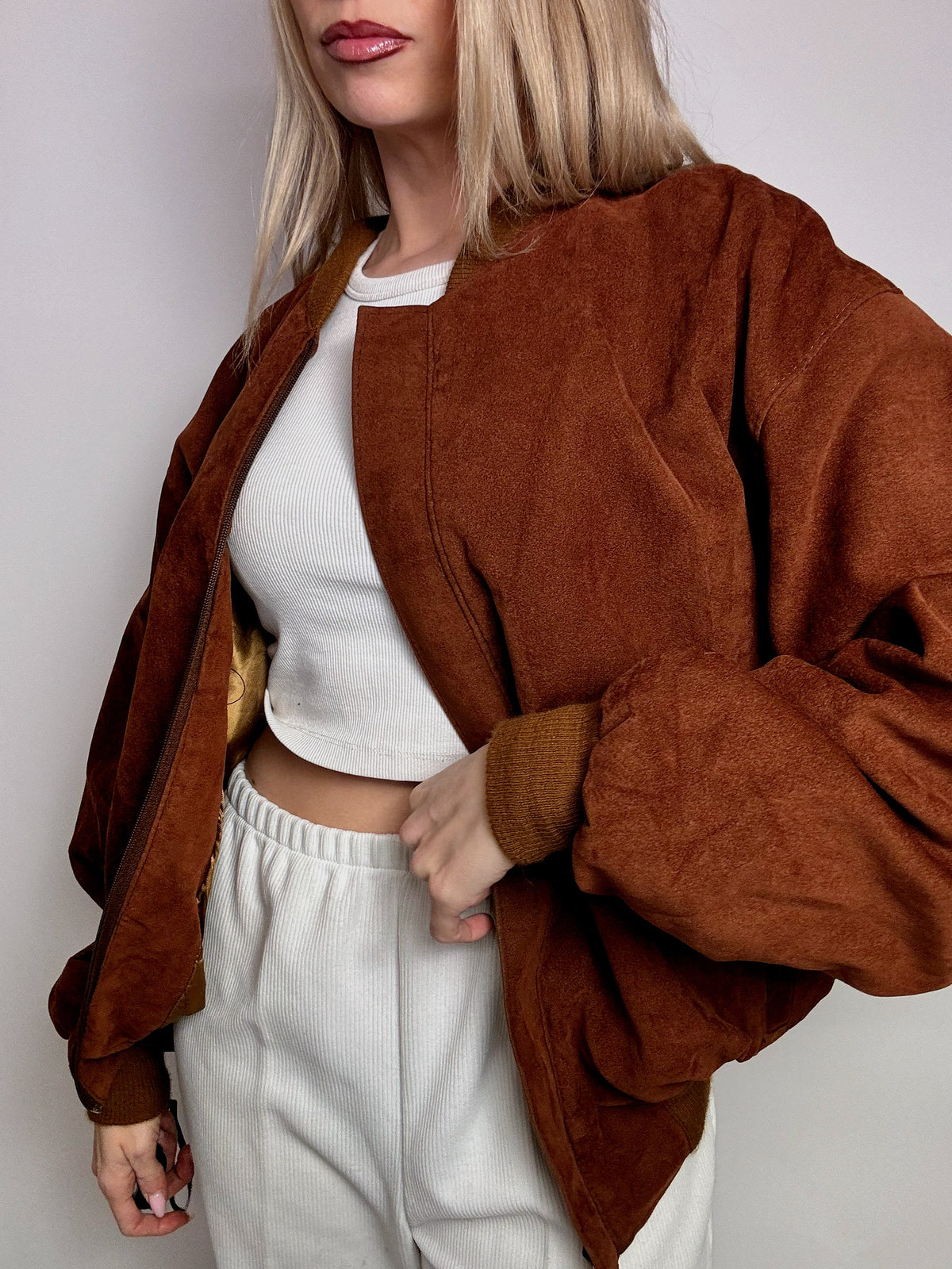 Bomber en daim camel L/XL vintage
