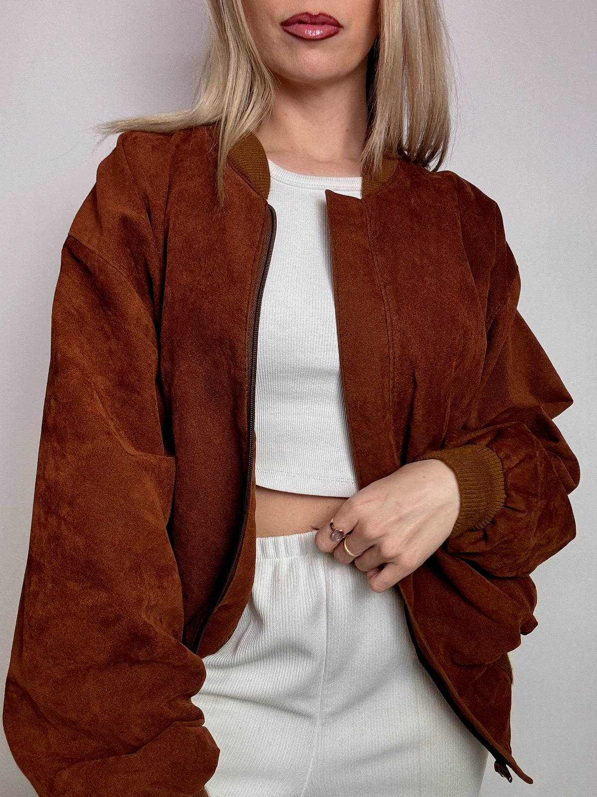 Bomber en daim camel L/XL vintage