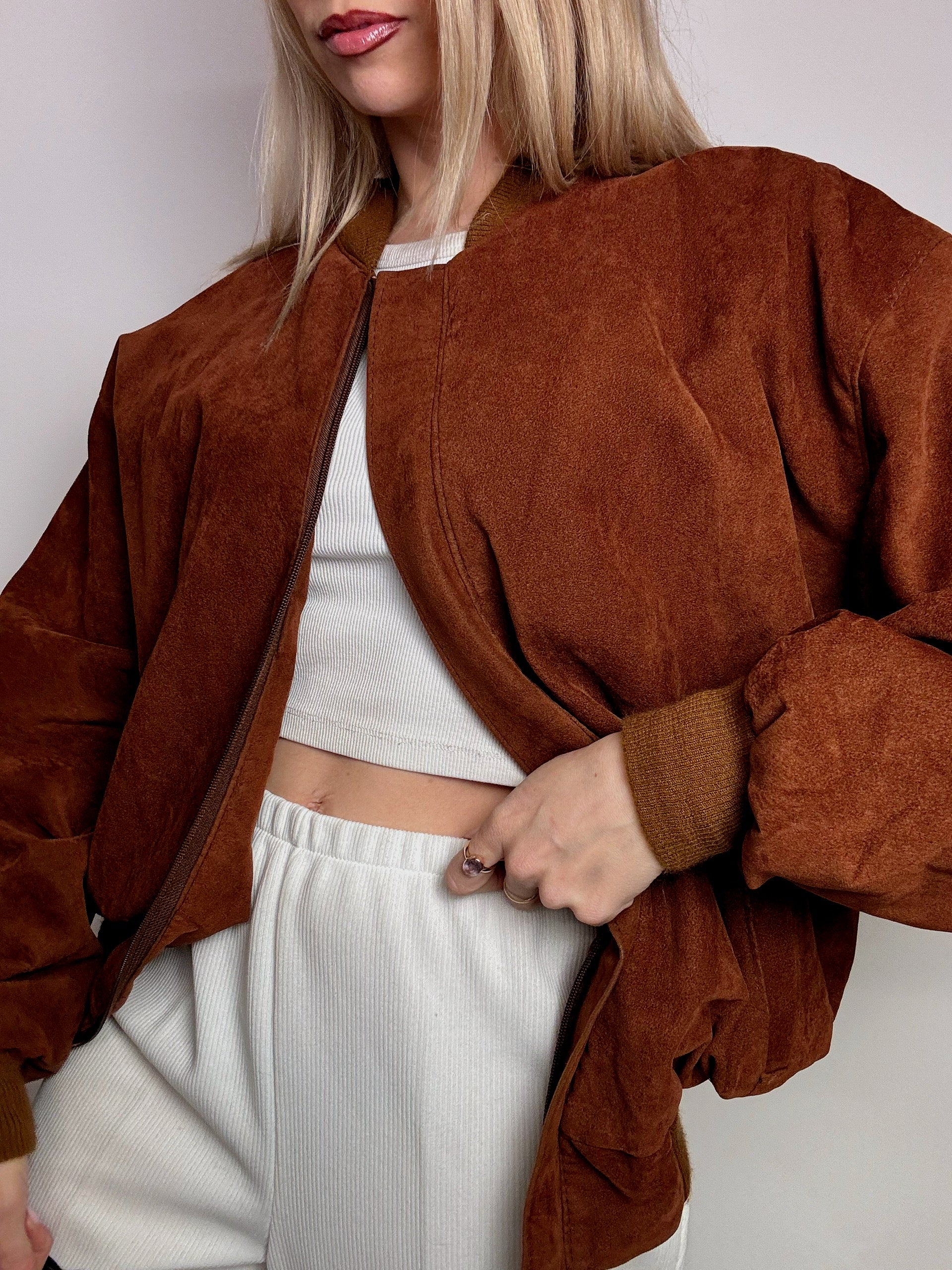 Bomber en daim camel L/XL vintage