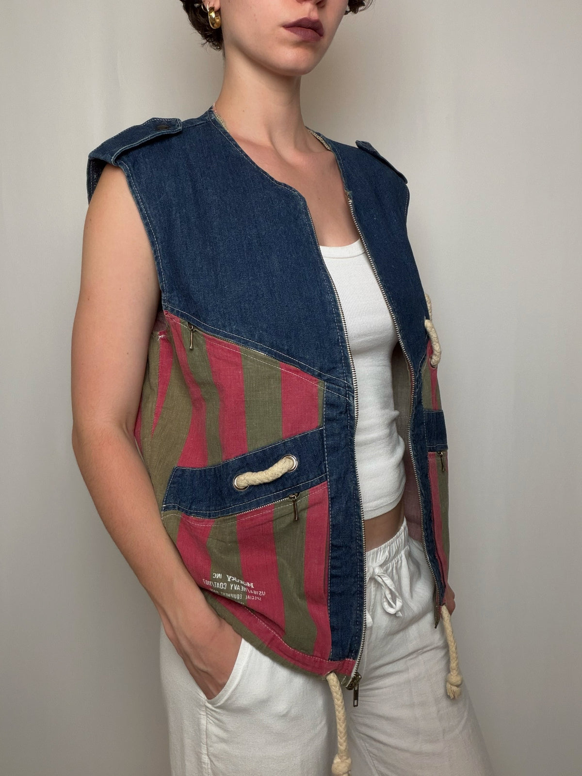 Gilet en denim coloré M/L vintage