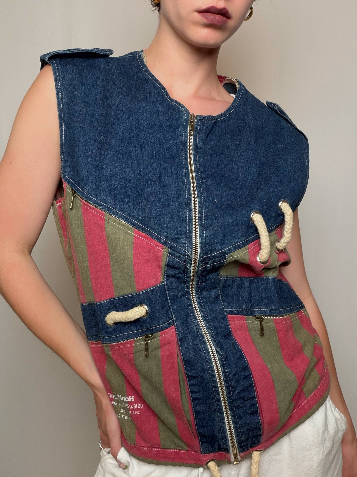 Gilet en denim coloré M/L vintage