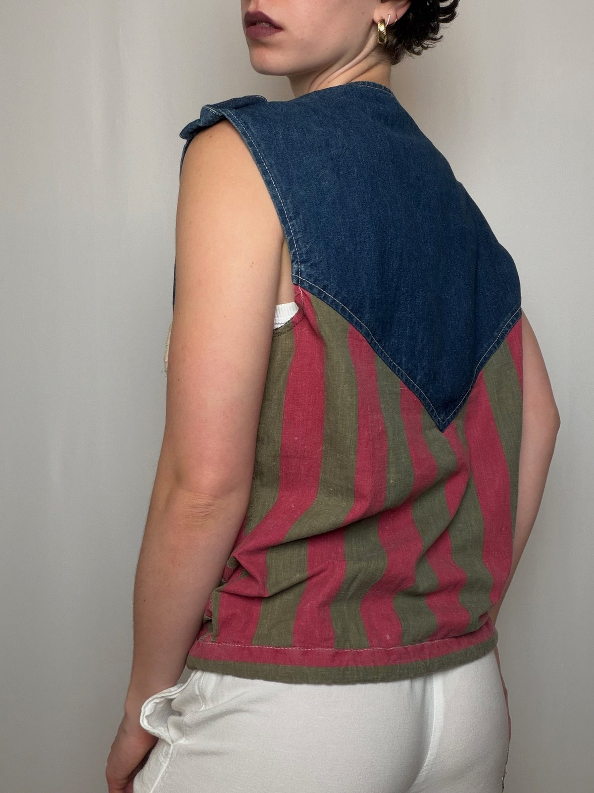 Gilet en denim coloré M/L vintage