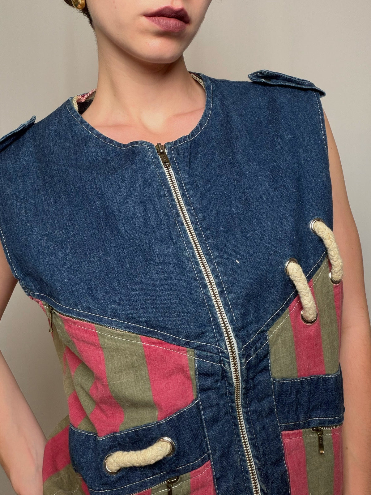 Gilet en denim coloré M/L vintage
