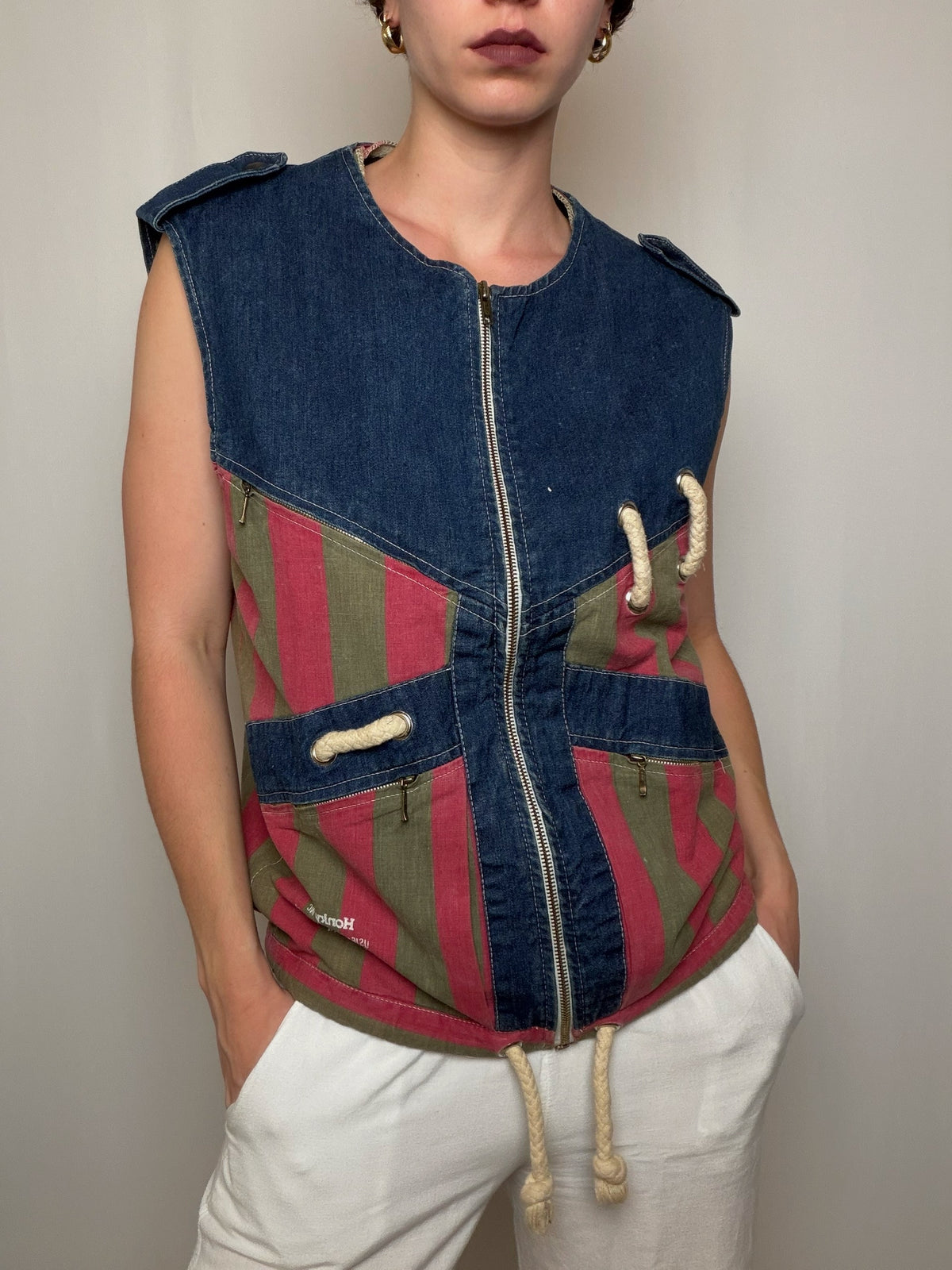 Gilet en denim coloré M/L vintage