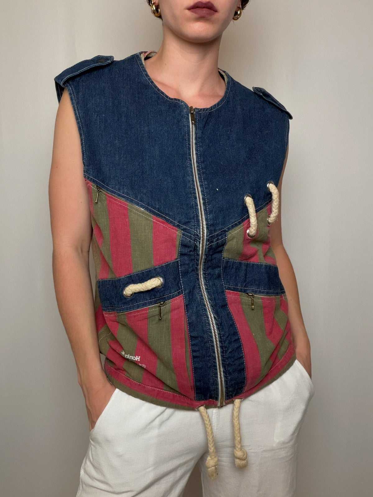 Gilet en denim coloré M/L vintage