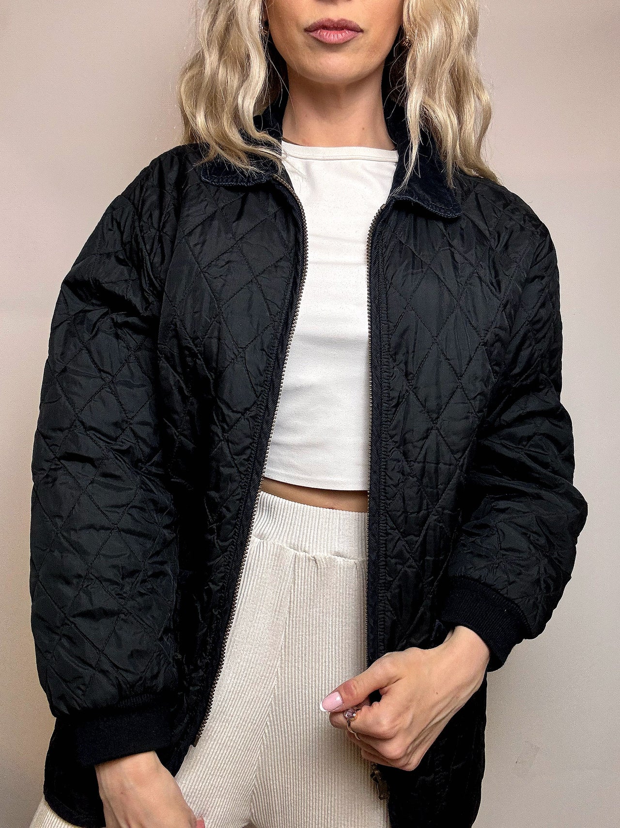 Vintage XL navy quilted jacket
