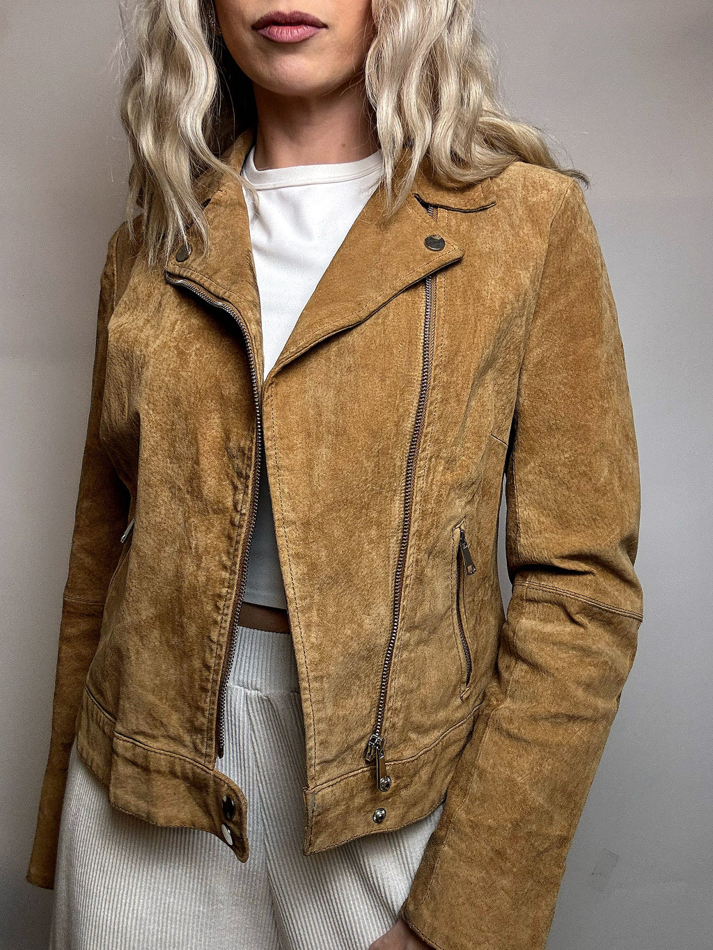 Vintage XL Kamel Wildleder Bomberjacke