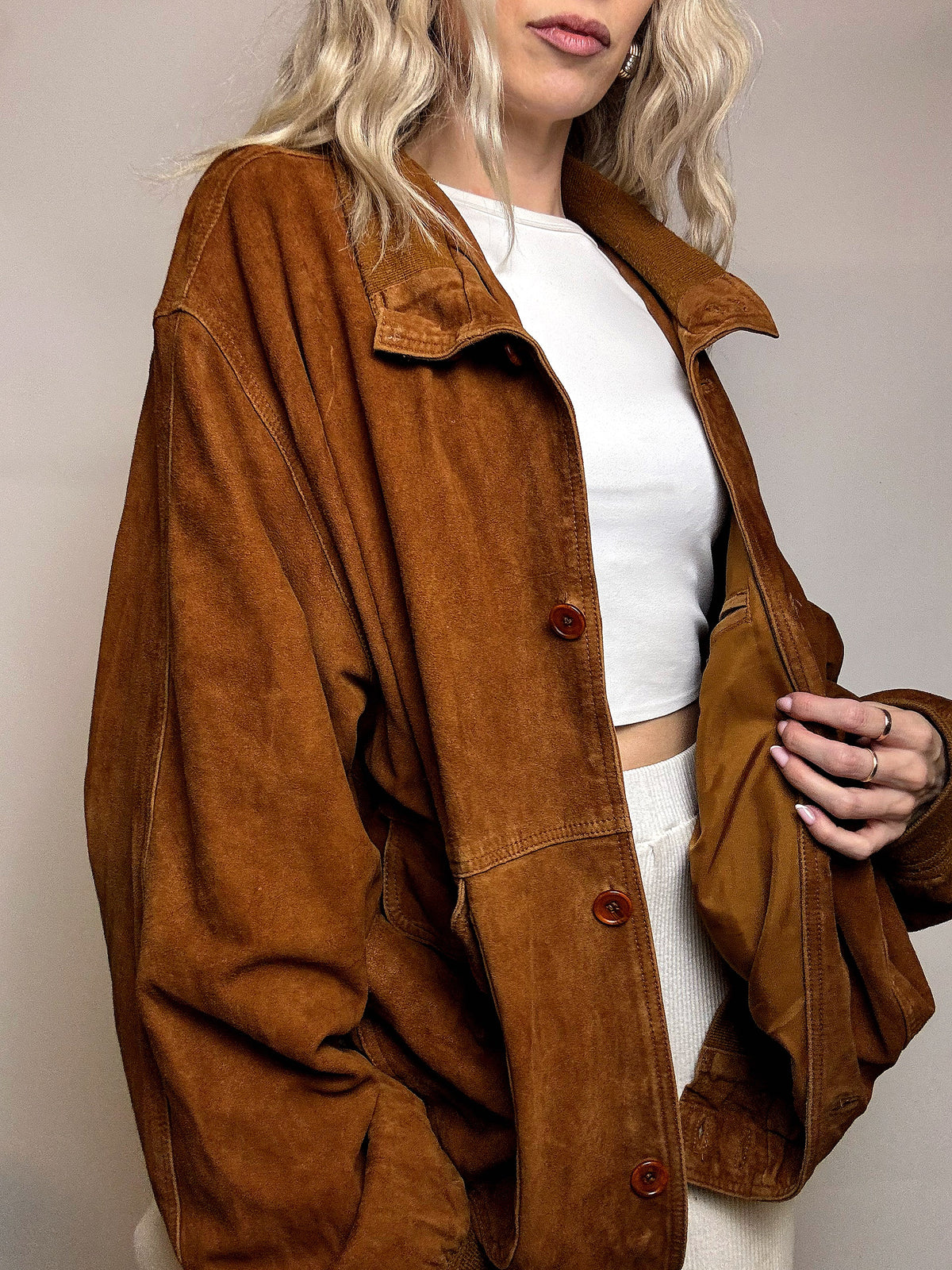Vintage XL camel suede bomber jacket