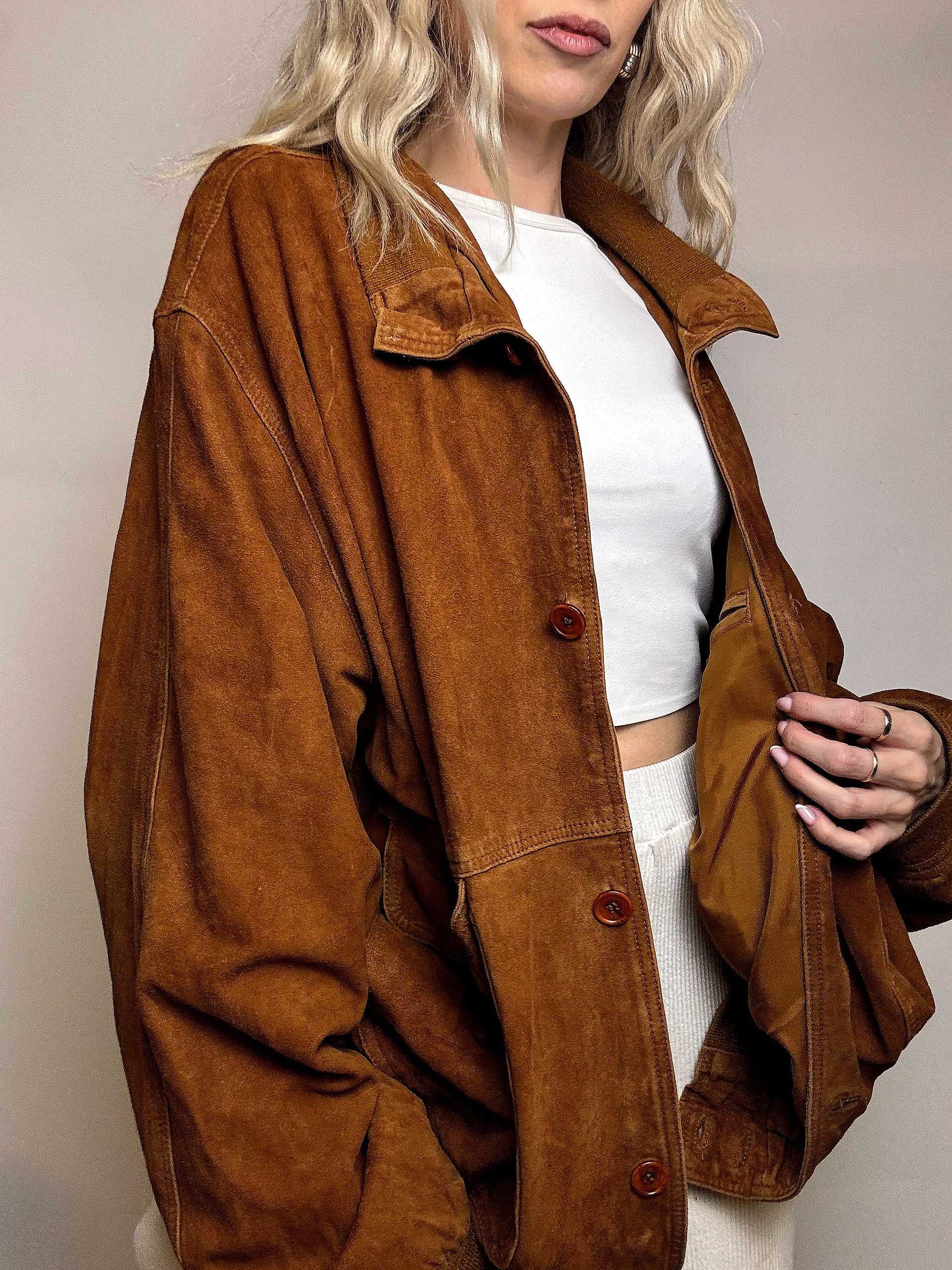 Vintage XL camel suede bomber jacket