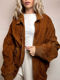 Vintage XL camel suede bomber jacket