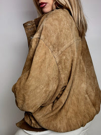 Vintage XL beige velvet bomber jacket