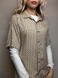 Chemise fluide à manches courtes graphique L vintage