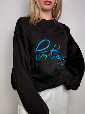 Sweat col rond noir PANTHERS XL vintage