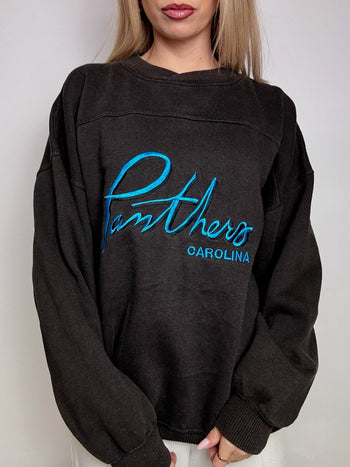 Sweat col rond noir PANTHERS XL vintage